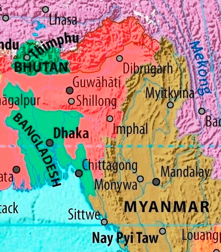 Map of Bhutan in english (    )