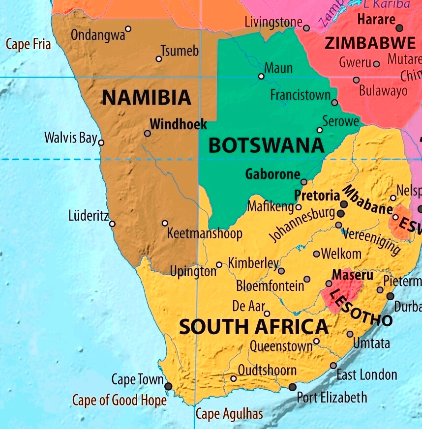 Map of Botswana in english (      )