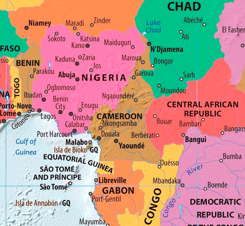 Map of Cameroon in english (      )