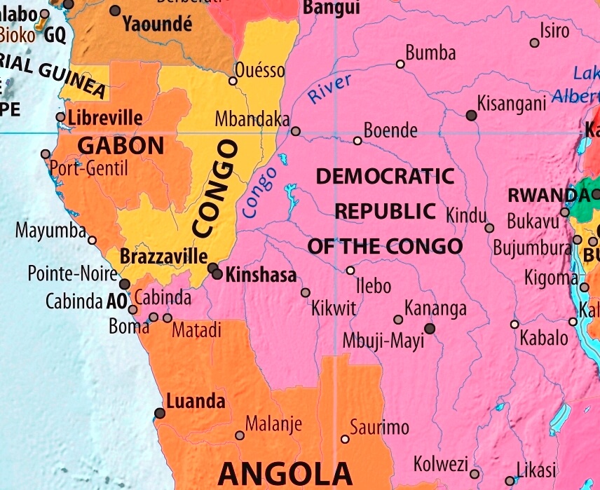 Map of Congo in english (    )