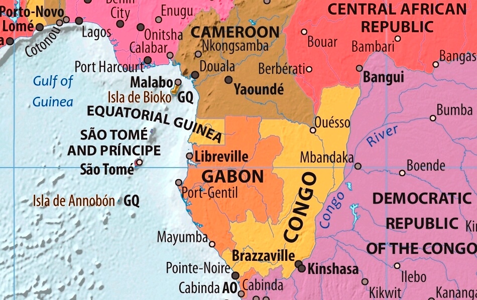 Map of Gabon in english (      )
