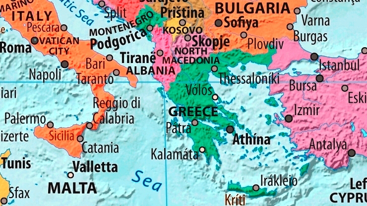 Map of Greece in english (      )