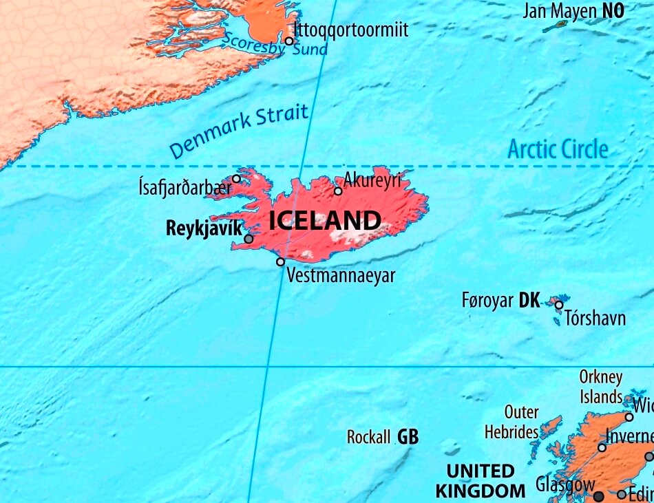 Map of Iceland in english (      )
