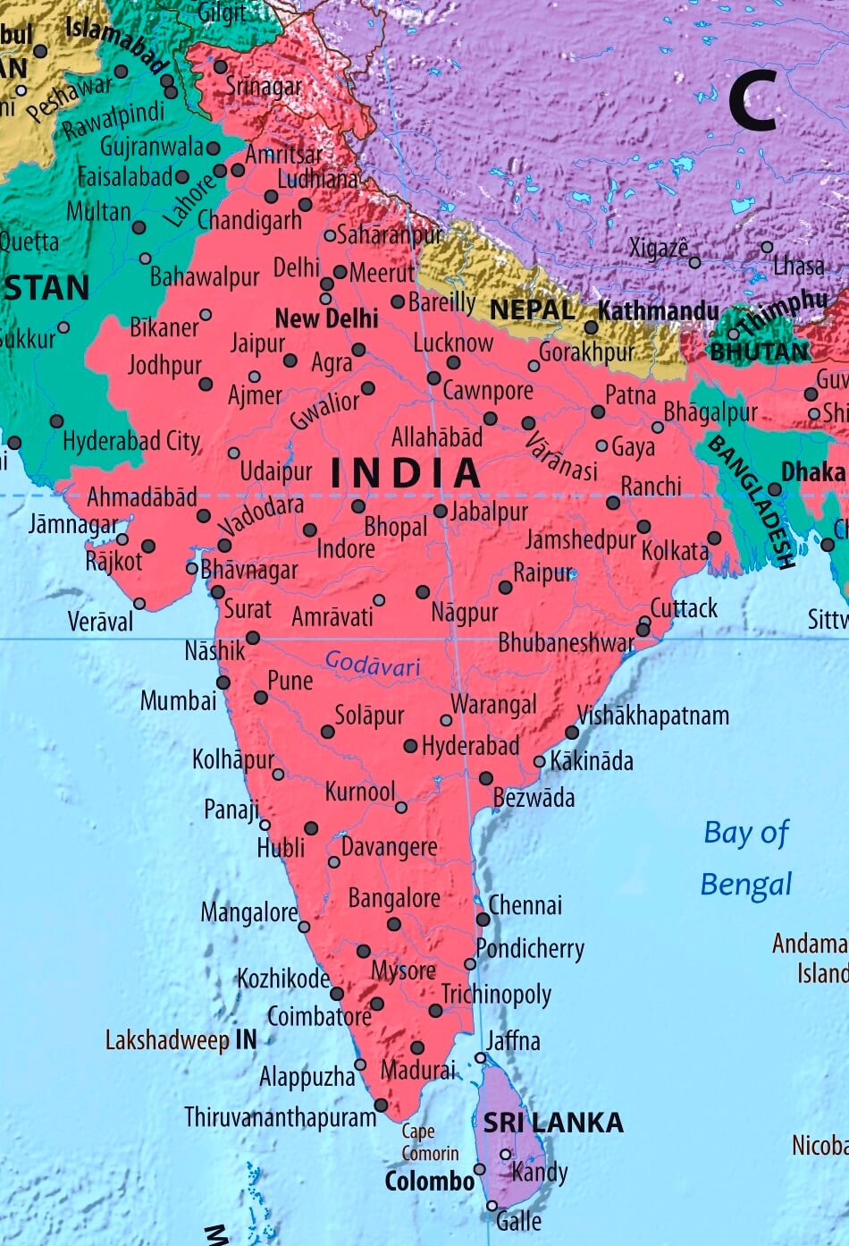 Map of India in english (      )