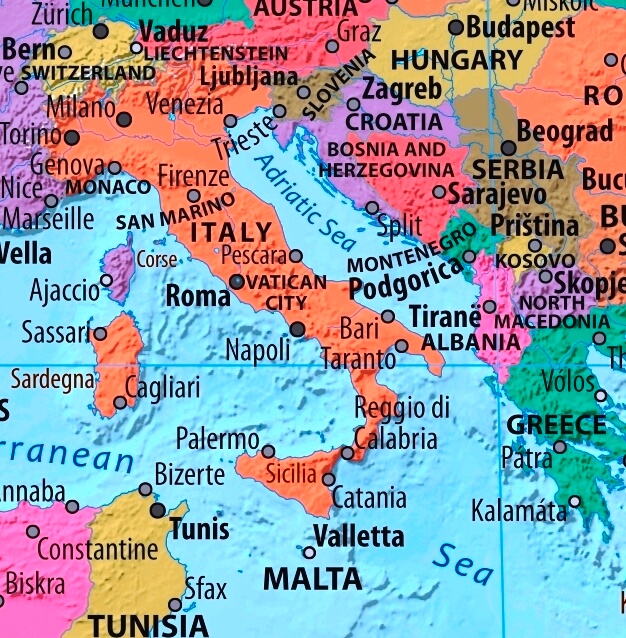Map of Italy in english (      )