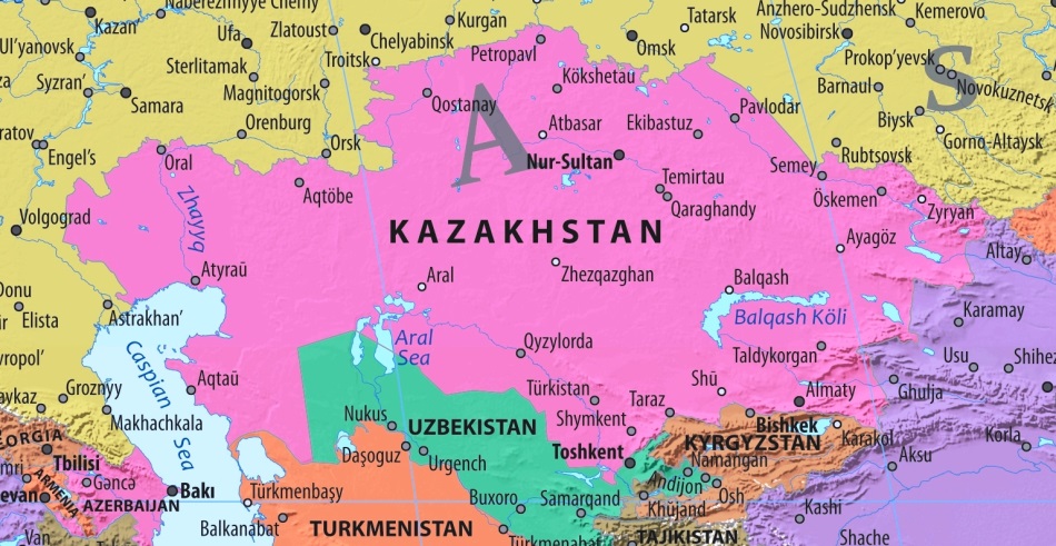 Map of Kazakhstan in english (      )