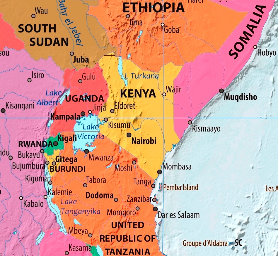 Map of Kenya in english (      )