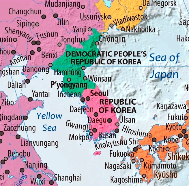 Map of Korea in english (    )