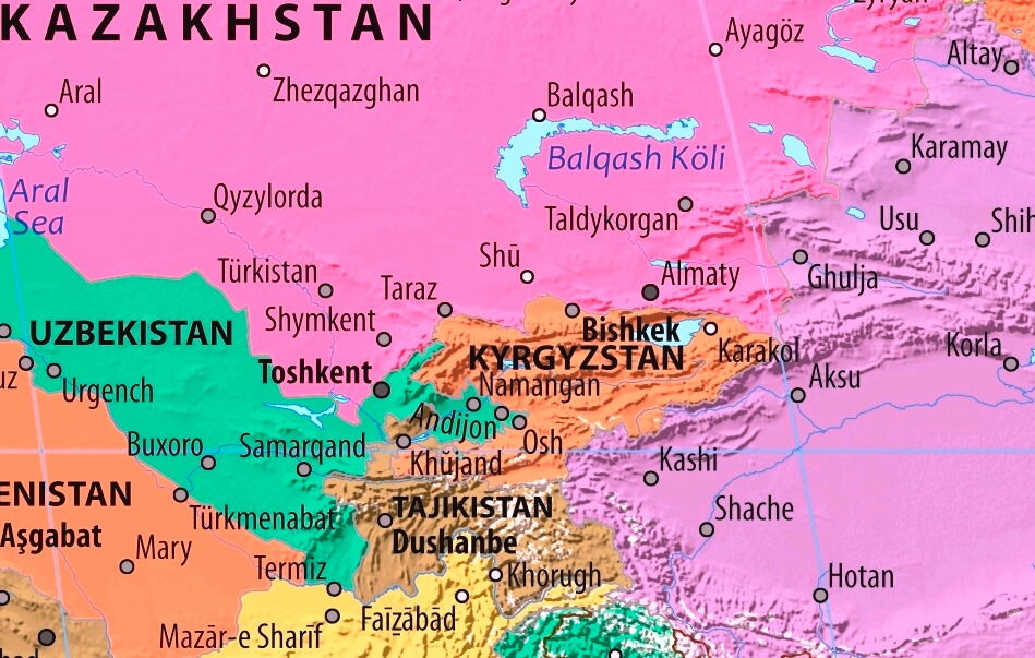 Map of Kergyzstan in english (    )