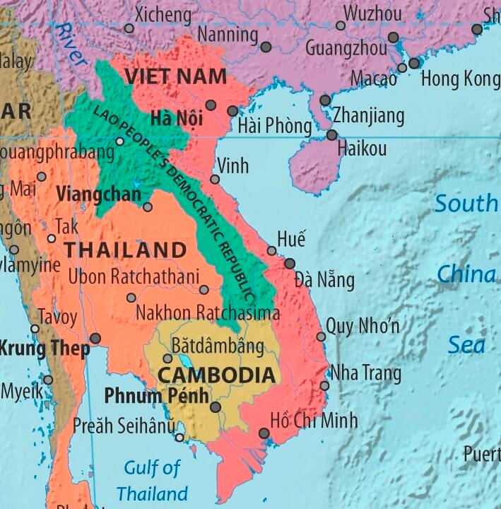 Map of Lao Peoples Democratic Republic in english (    )