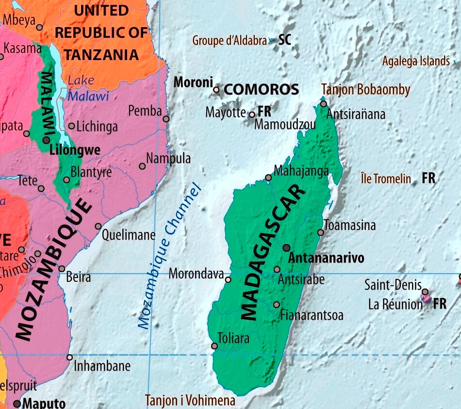 Map of Madagascar in english (      )