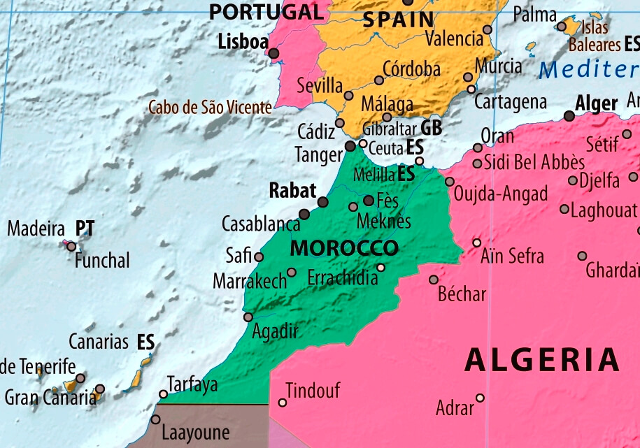 Map of Morocco in english (      )