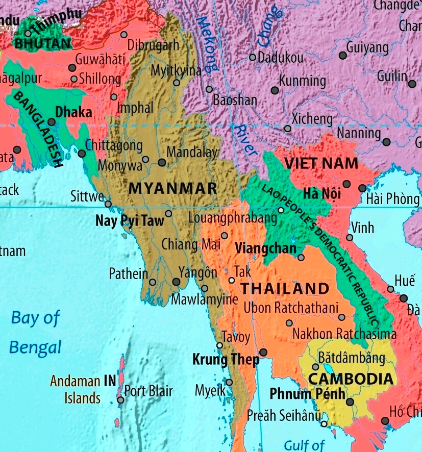 Map of Myanmar in english (      )