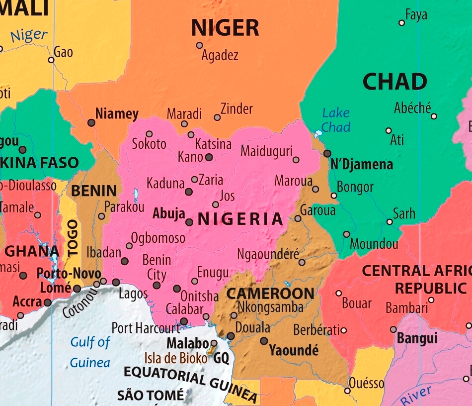 Map of Nigeria in english (      )