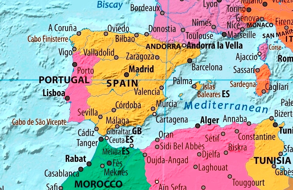 Map of Portugal in english (    )