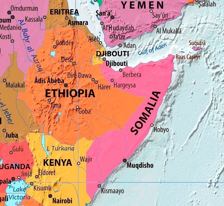 Map of Somalia in english (      )