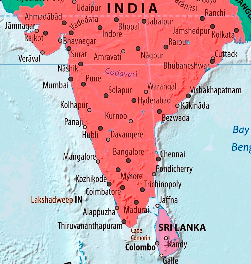 Map of Sri Lanka in english ( -     )