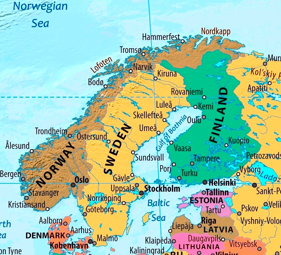 Map of Sweden in english (      )