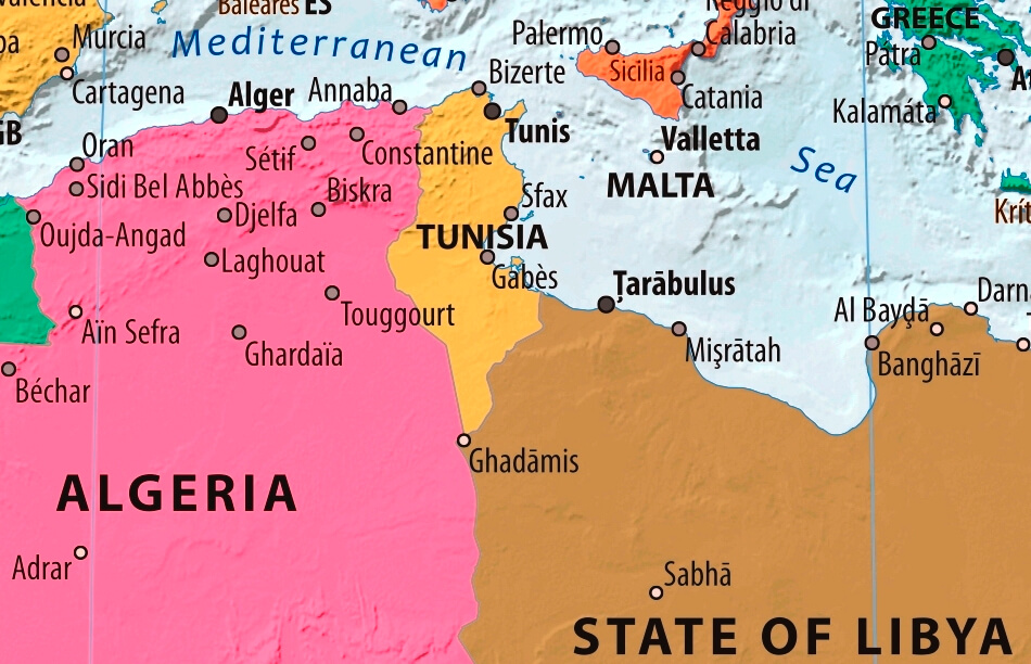 Map of Tunisia in english (      )