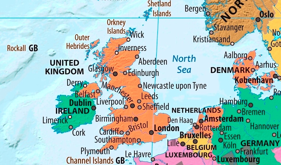 Map of United Kingdom in english (      )