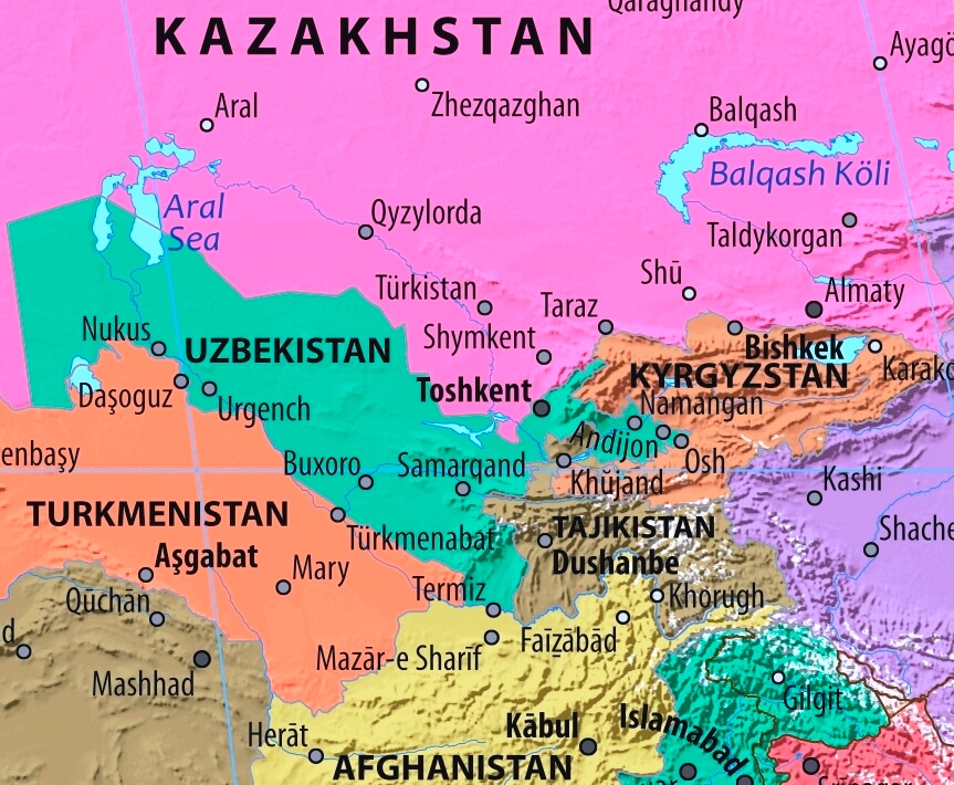 Map of Uzbekistan in english (      )