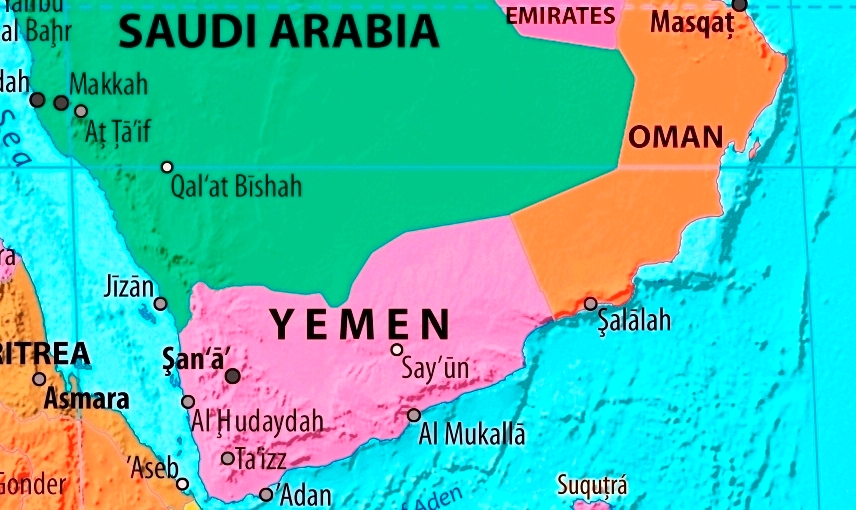 Map of Yemen in english (      )