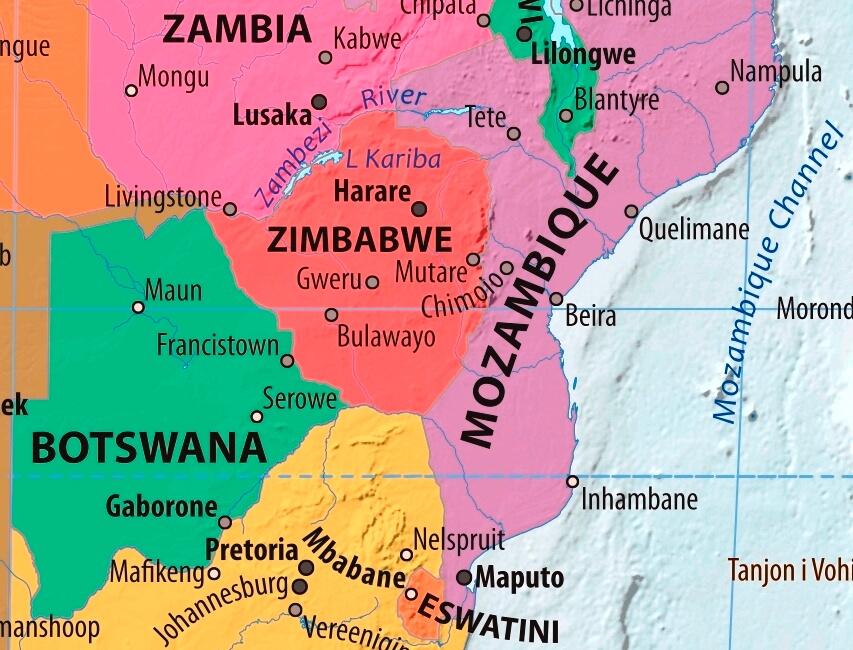 Map of Zimbabwe in english (      )